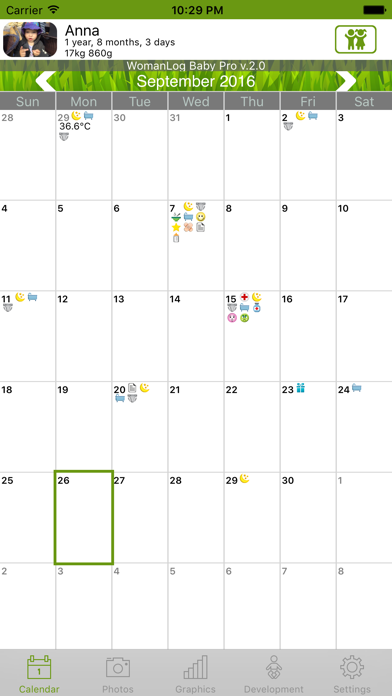 WomanLog Baby Pro Calendar Screenshot