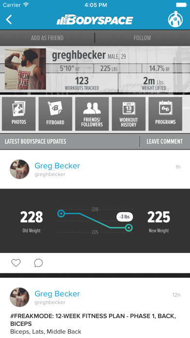 Screenshot #1 pour BodySpace - Social Fitness App