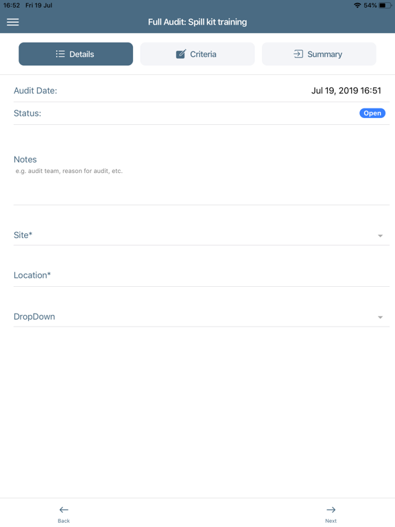 MY Audits iPad screenshot