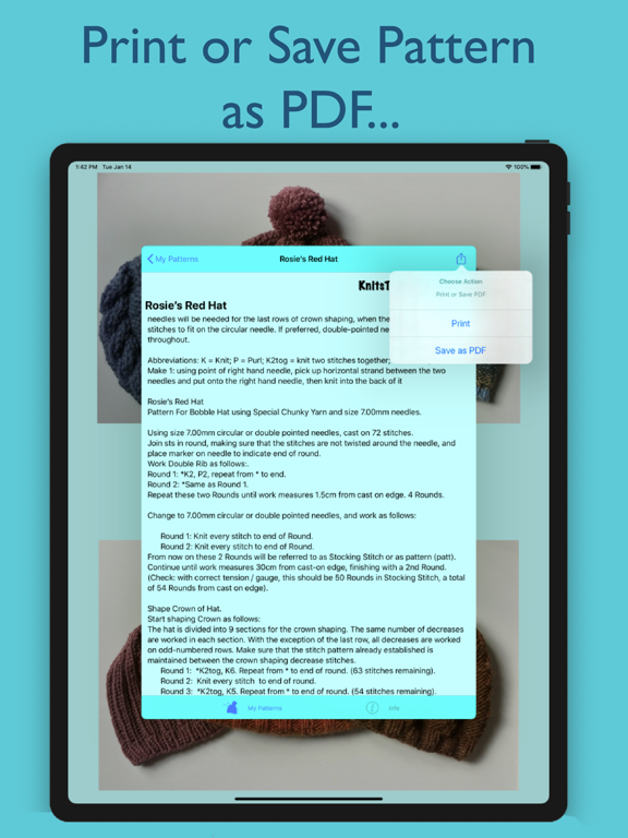KnitsThatFit Hats iPad screenshot 6 - Lifestyle app