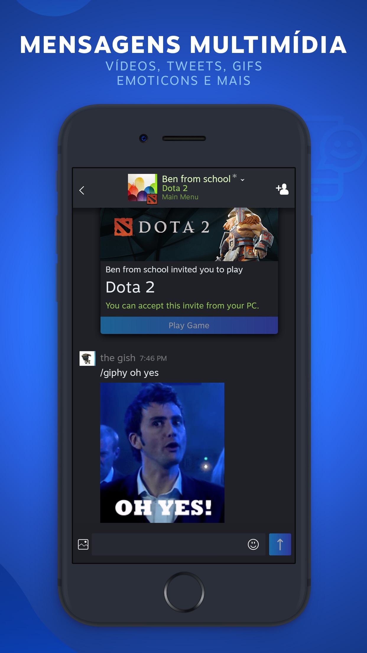 Screenshot do app Steam Chat