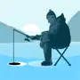 Ice fishing game.Catching carp