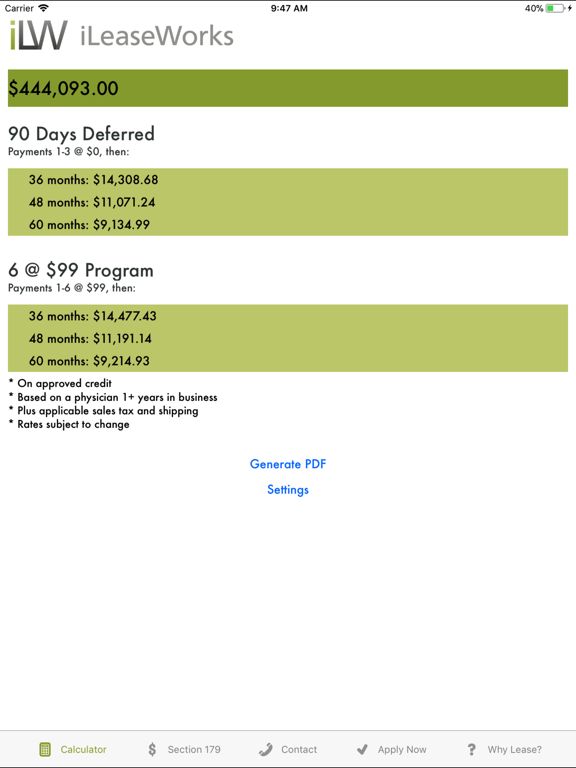iLeaseWorks Calculator iPad screenshot 1 - Business app