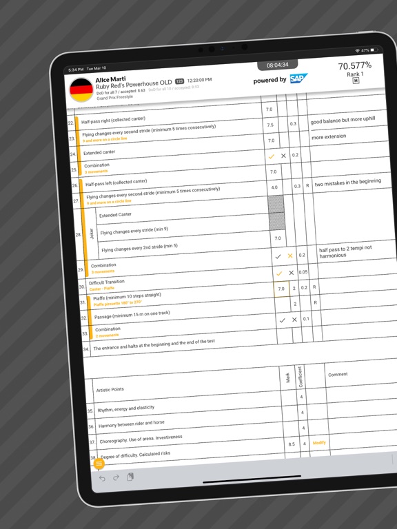 eScribe for eDressage app screenshot