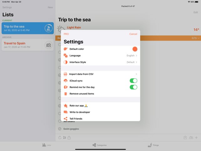 ToPack: Pack your luggage! Screenshot