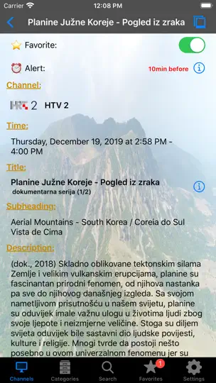 Capture d'écran de Croatian TV+ sur iPhone 3