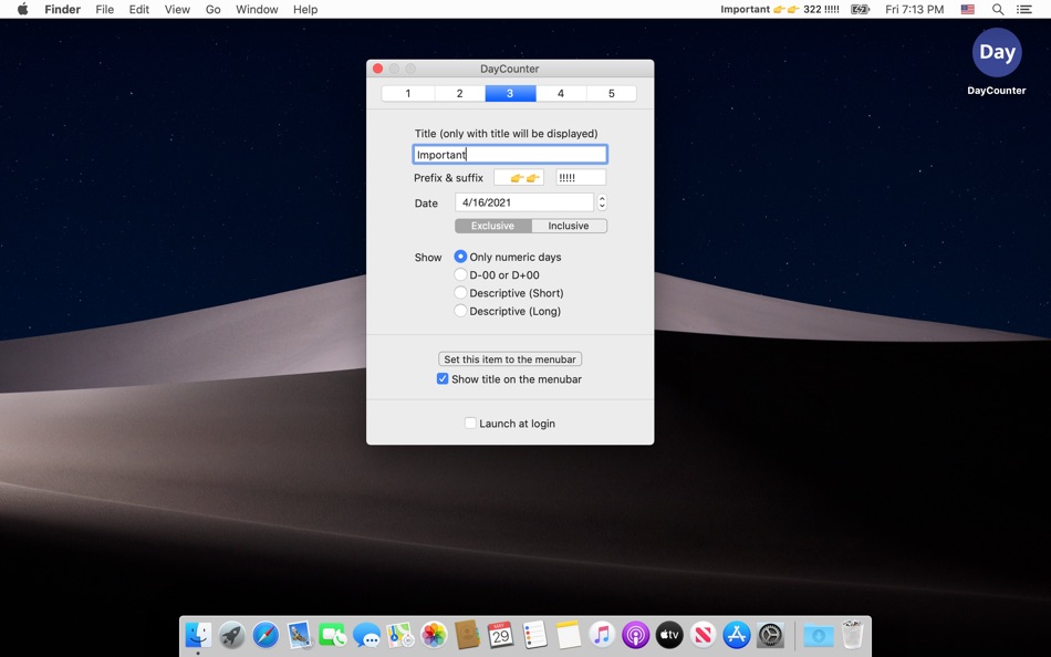 #3. DayCounter (D-day) Countdown (macOS) 由: Academica.kr