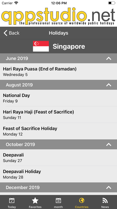Q++ Worldwide Public Holidays Screenshot