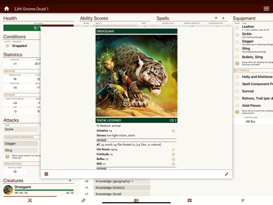 Fight Club PFRPG/3.5 Edition iPad screenshot 7 - Utilities app