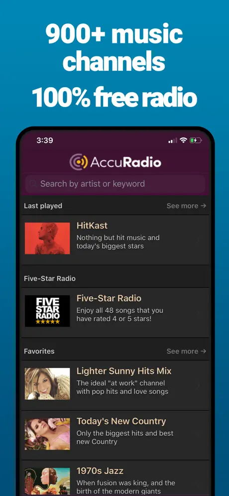 AccuRadio: Curated Music Radio