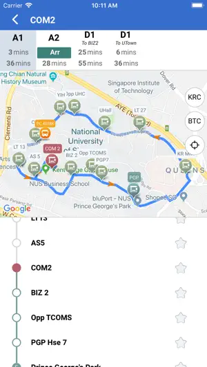 NUS NextBus (discontinued) screenshot 2