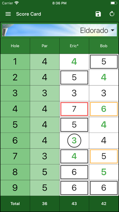 EasyScore Golf Scorecard Screenshot