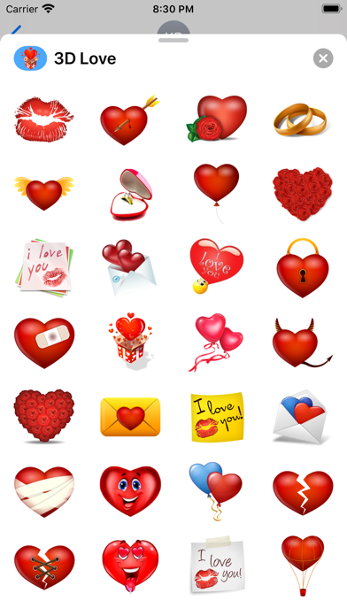Screenshot #1 pour 3D Love Stickers for iMessage
