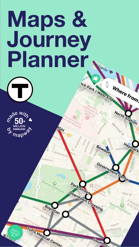 Boston T Subway Map & Routing