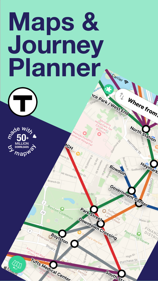 #1. Boston T Subway Map & Routing (iOS) 由: Mapway Limited