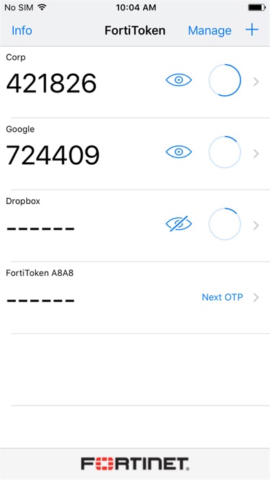 FortiToken Mobile Screenshot