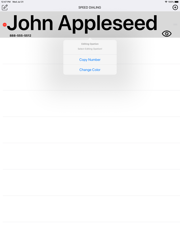 Speedy Dialing iPad screenshot