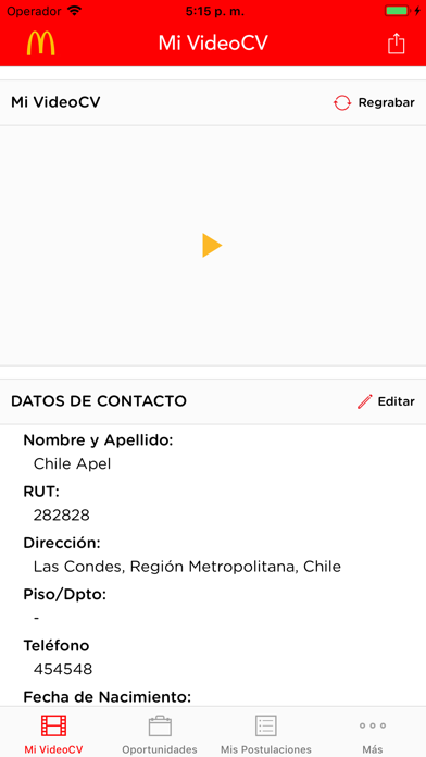McDonald´s VideoCV Chile screenshot 2
