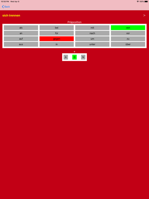 German Verbs Past Prepositions iPad screenshot 5 - Education app