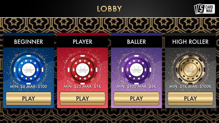 5 Card War Table Game