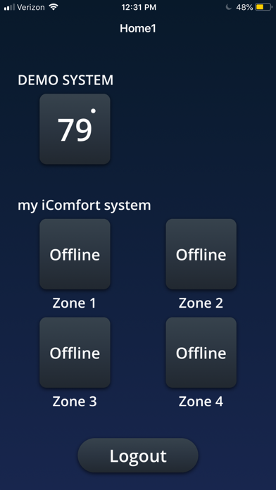 Lennox iComfort Wi-Fi Screenshot