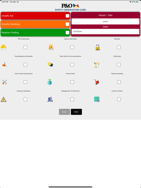 Screenshot #4 pour P&O Safety Observation Card