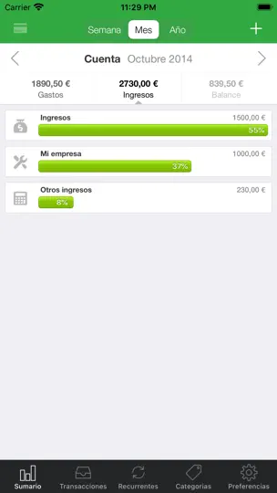 Captura de pantalla de Mis Gastos en iPhone 2