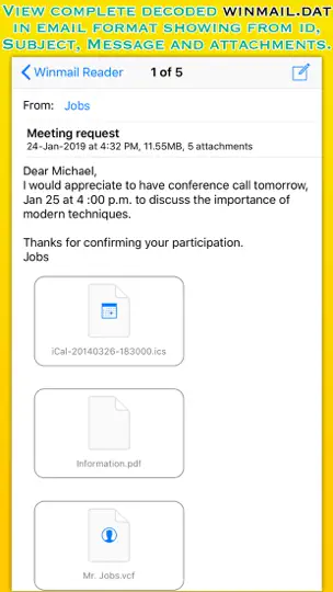 Captura de pantalla de Winmail Reader en iPhone 2