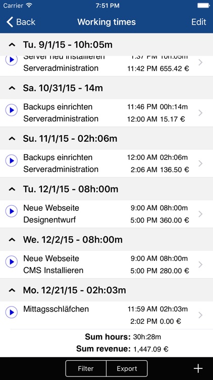 Qlaqs Timesheet Pro screenshot-3
