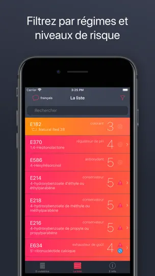 Capture d'écran de Additifs Alimentaires sur iPhone 4