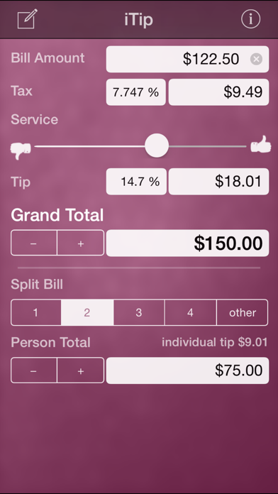 Screenshot #2 pour iTip Calc by PalaSoftware