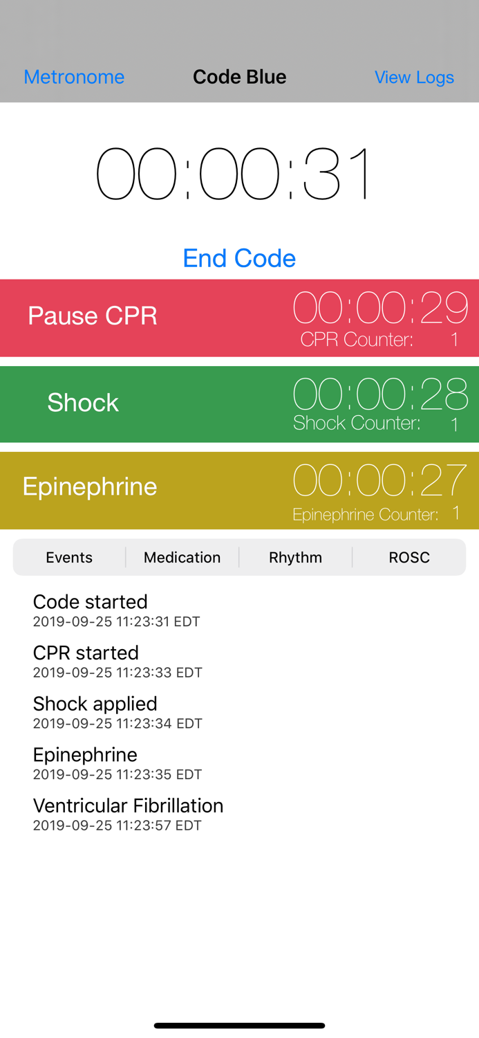 Code Blue CPR Event Timer