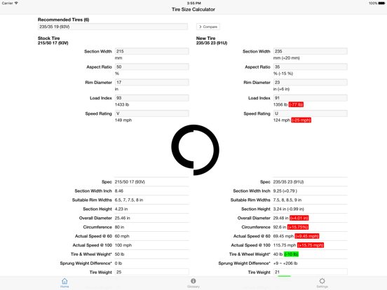 Bandencalculator iPad app afbeelding 5