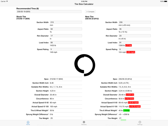 Bandenmaat Calculator iPad app afbeelding 5