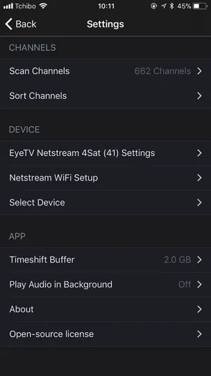 Captura de pantalla de EyeTV Netstream en iPhone 5