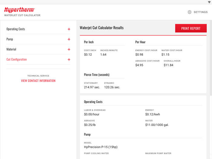 Hypertherm Cut Calculator