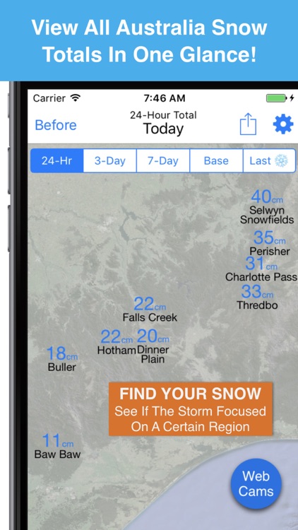 Australia Snow Map & Webcams