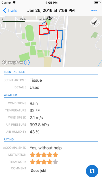 The Mantrailing App Screenshot