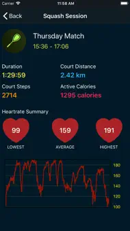 Squash Workout Tracking iphone bilder 1