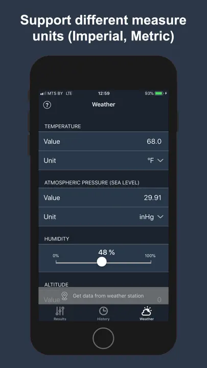 Air Density & Altitude: AirLab iPhone Ekran Görüntüsü 3