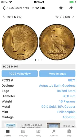 PCGS CoinFacts Coin Collecting screenshot 1