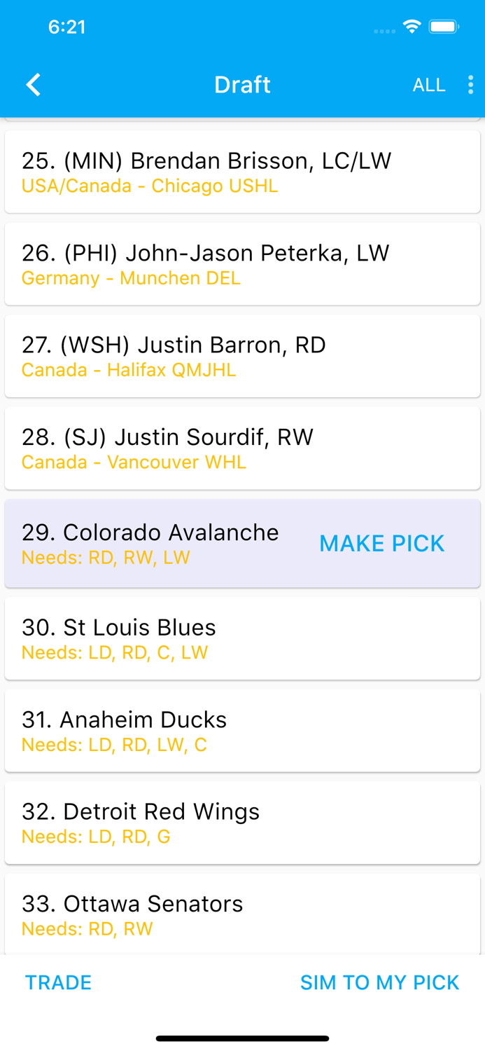 Sports Draft Simulator