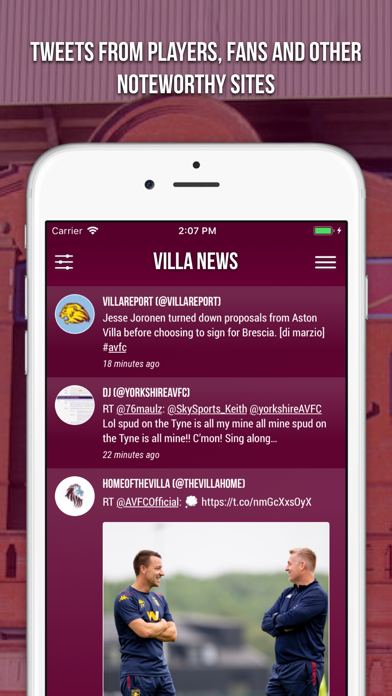 Villa News - Fan App Screenshot