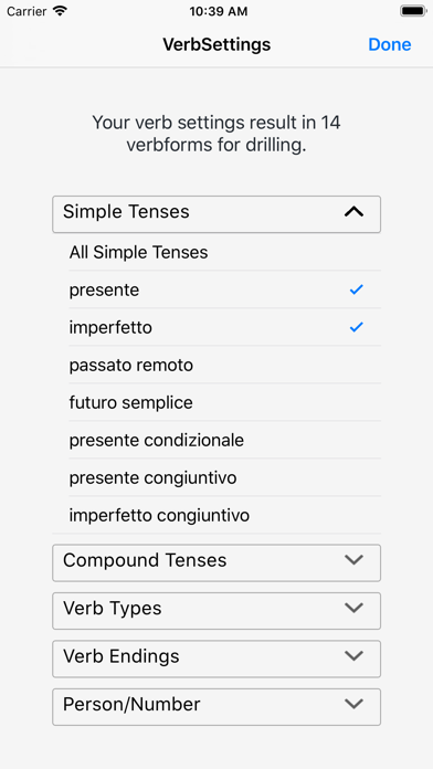 Verbi - Italian Verb Trainer Screenshot