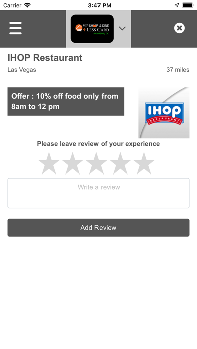 VIP Shop & Dine 4Less Card Screenshot