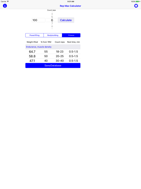 Screenshot #6 pour Rep Max Calculator