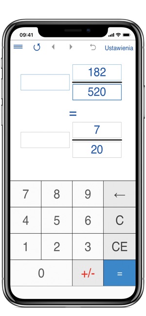 Aplikacja Kalkulator ułamków 4w1 w App Store