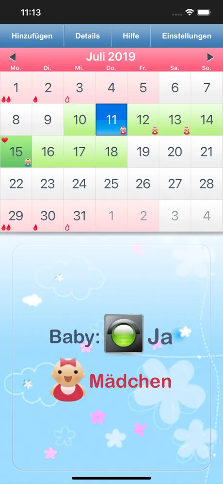 Menstruations Kalender.