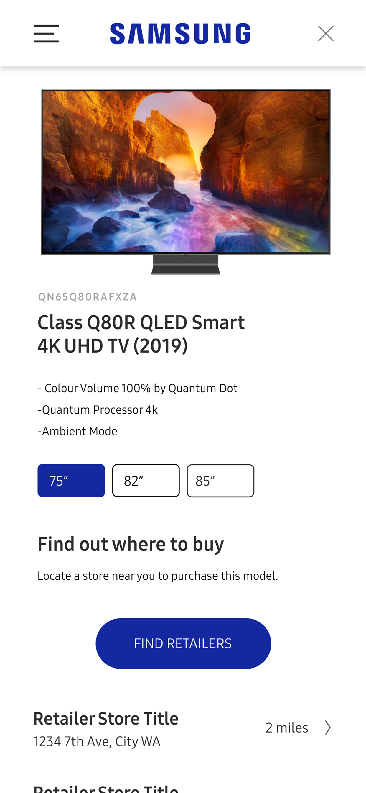 Samsung TV True Fit