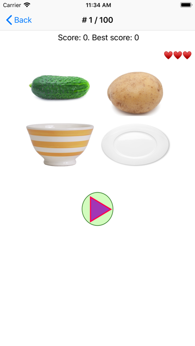 English words, nouns and test screenshot